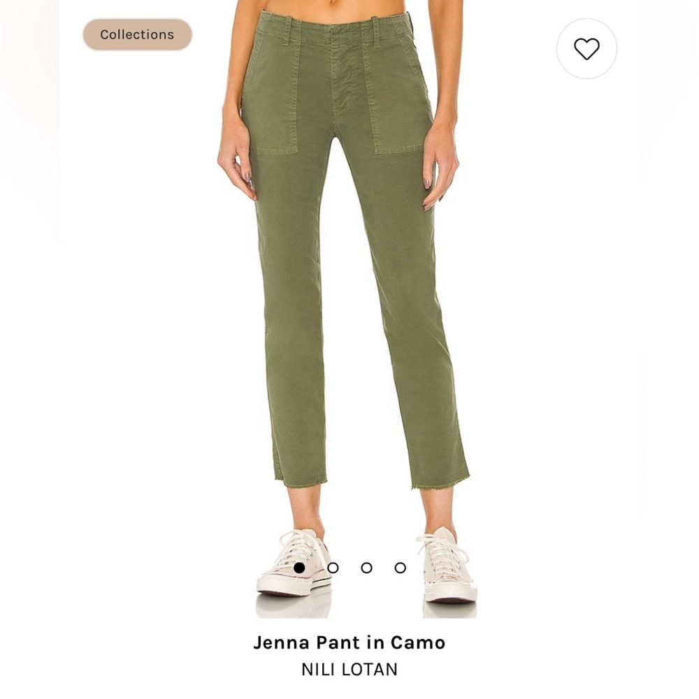 Nili Lotan 80NL ‘Jenna’ Pant in Camo Olive Green, Size 4